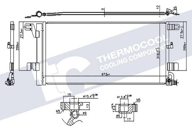 Audi aircon condensor 673x318x12