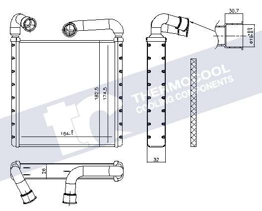 Audi radiator-heater-aluminium 175x164x26