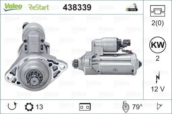 Audi starter motor - 12 volt 13T 12V 2KW for stop/start engines only