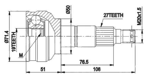 Subaru cv joint - outer 27-19-50