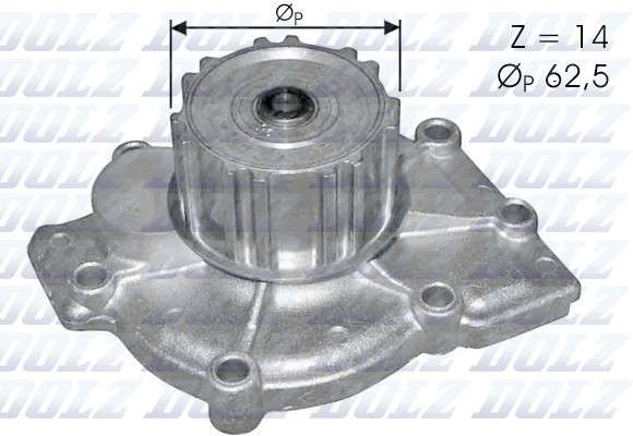Volvo water pump 14 TEETH X 62.5MM