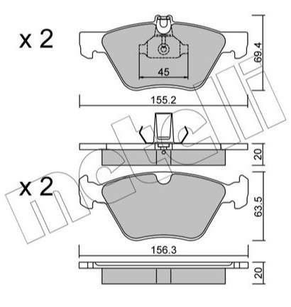 Chrysler brake pad set - front 156.4x64x20