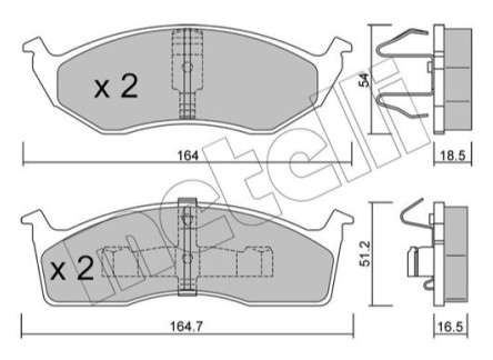 Chrysler brake pad set - front 164.7/164x54/51.2x18/16