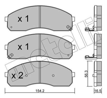 Kia brake pad set - front 154x56x16.5