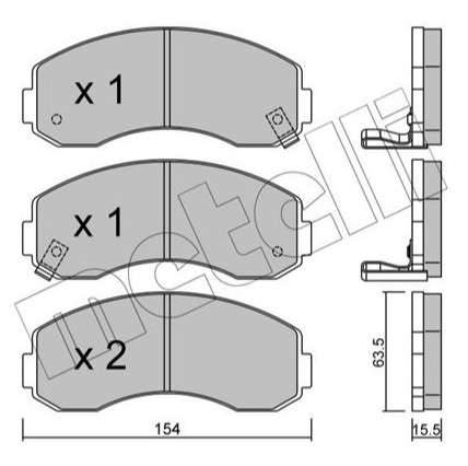 Kia brake pad set - front 154.1x63.5x15.5