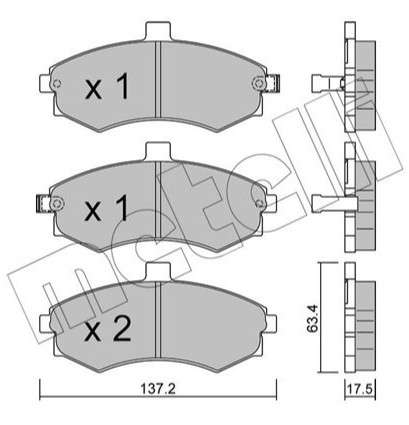 Kia brake pad set - front 137x63x17.5 vehicles without abs