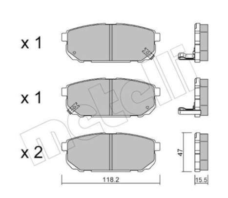 Kia brake pad set - rear 118.1x47.4x15.5