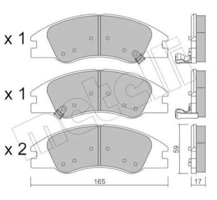 Kia brake pad set - front 165x59x17 vehicles with abs