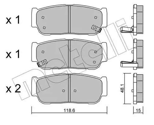 Kia brake pad set - rear 118.6X48X15