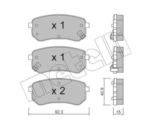 Kia brake pad set - rear 92.4x41x14.8