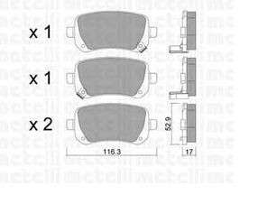 Chrysler brake pad set - rear 116.6x52.8x16.8