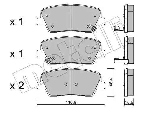 Kia brake pad set - rear 116.8x48.4x15.5