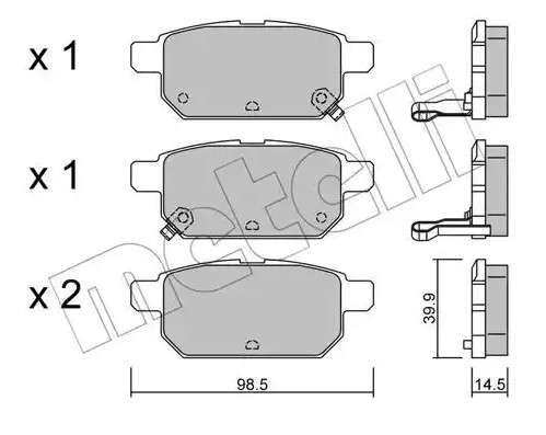 Suzuki brake pad set - rear 98.5x39.9x14.5
