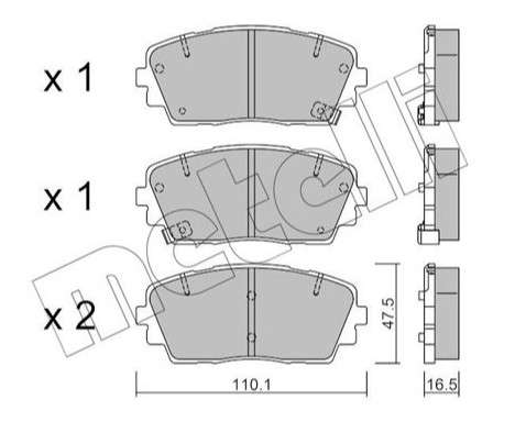 Kia brake pad set - front 110.1x47.5x16.5