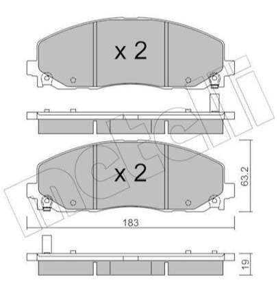 Chrysler brake pad set - front 183x63.5x18.5