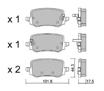 Kia brake pad set - rear 101.8x44.3x17.5