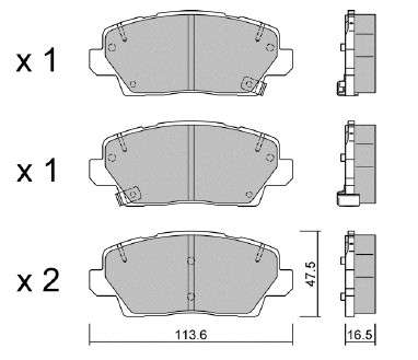 Kia brake pad set - front 113.6x47.5x16.5