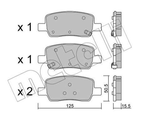 Kia brake pad set - rear 125x50.5x15.5