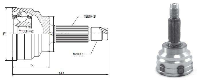 Kia cv joint - outer 24-22-52