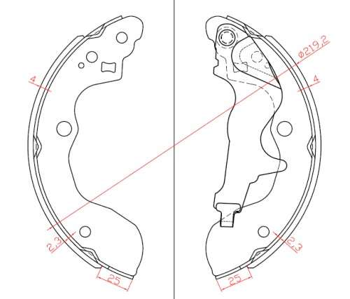 Suzuki brake shoe set - rear 220x36 WITH ARM