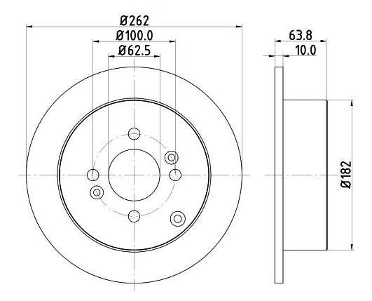 Kia brake disc rear - solid 262x10/64