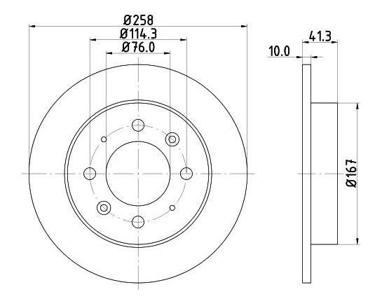 Kia brake disc rear - solid 258x10/41