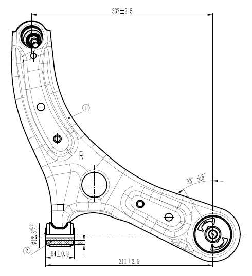 Kia control arm-front-lower right THREADED BALL JOINT