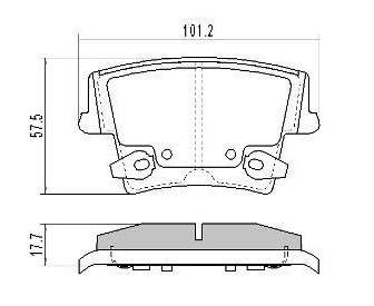 Chrysler brake pad set - rear 101x57x17.5 1 piston caliper