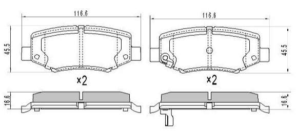 Chrysler brake pad set - rear 116.6x45.5x16.5