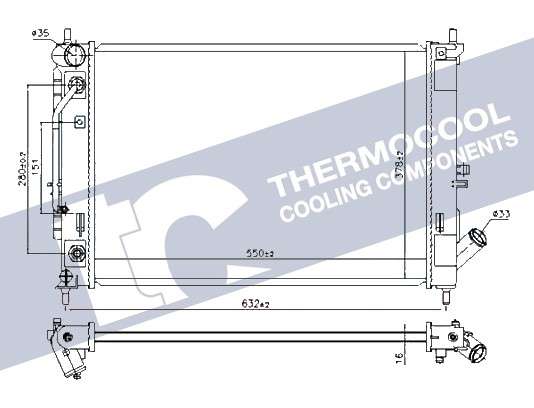 Kia radiator-cooling-aluminium 552x395x16 automatic transmission