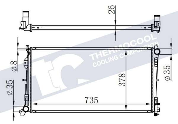 Chrysler radiator-cooling-aluminium 735x390x26