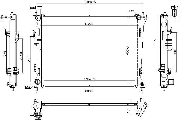 Kia radiator-cooling-aluminium 598X439X16 manual