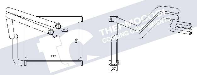 Kia radiator-heater-aluminium 215x149x27