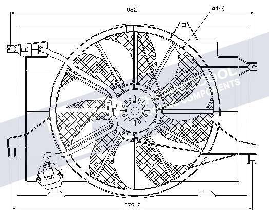 Kia radiator fan-electric 138W 463mm