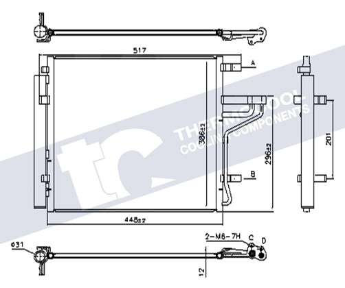 Kia aircon condensor 447x398x12
