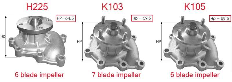 Kia water pump 59.50mm 6 FINS