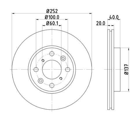 Suzuki brake disc front - vented 252x20/40 4 HOLE