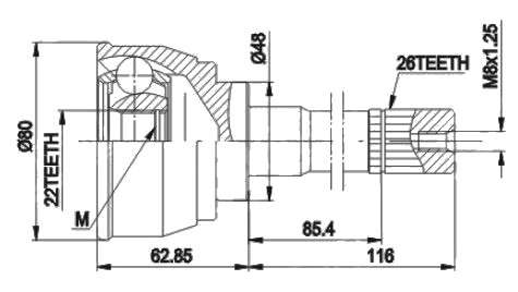 Suzuki cv joint - outer 26-22-48