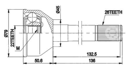 Suzuki cv joint - outer - 26-22-45