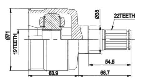 Daewoo cv joint - inner 22-19-35