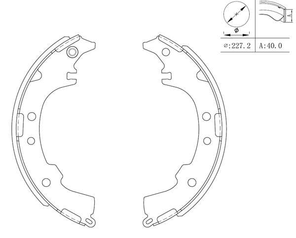 Daihatsu brake shoe set - rear 228.6x42