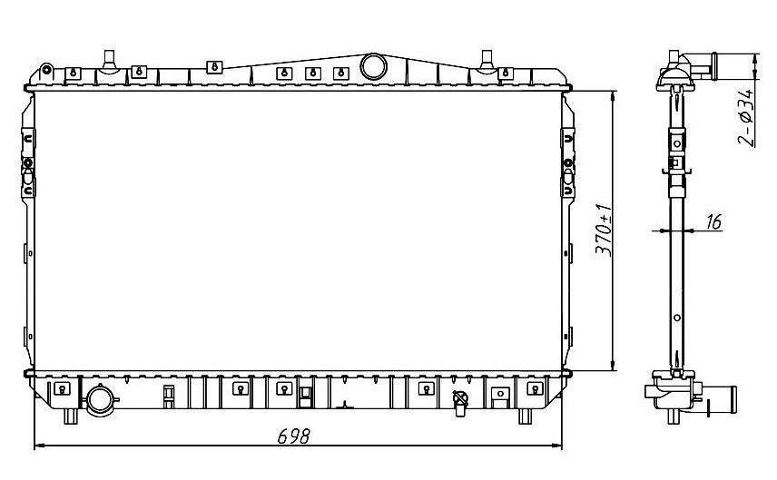 Daewoo radiator-cooling-aluminium 700x372x18 manual/auto