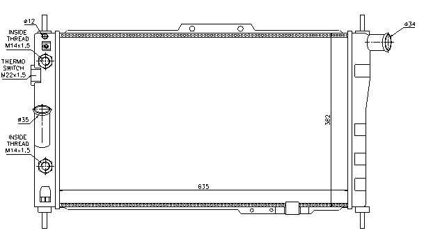 Daewoo radiator-cooling-aluminium 635x382x26 manual/opt automatic