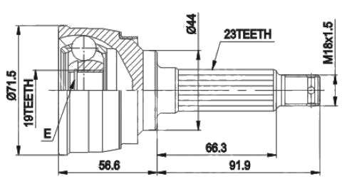 Daewoo cv joint - outer 23-19-44