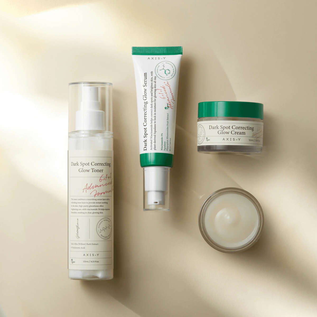 AXIS-Y Ultimate Radiance Correcting Glow Set  Powerful Toner, Serum & Cream Trio