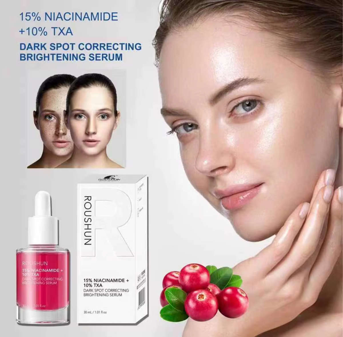Roushun 15% Niacinamide + 10% TXA Serum  Dark Spot Correcting &amp; Brightening Formula (30ml)