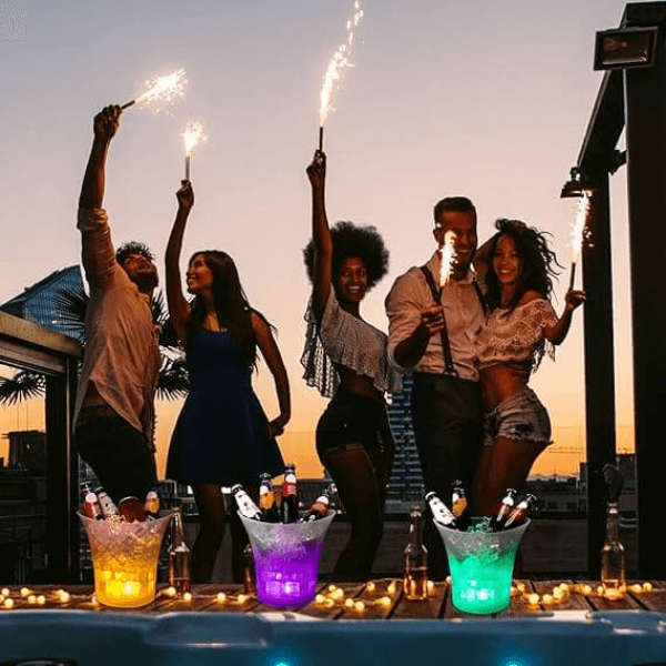 7L LED Ice Bucket with Bluetooth Speaker  7 Colours Changing Luminous Drinks Cooler