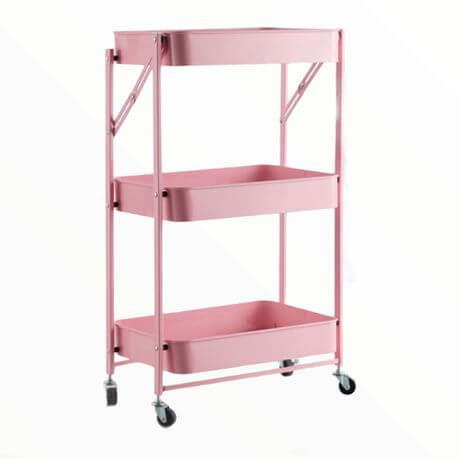 3 Tier Foldable Trolley Organizer Rack with Wheels
