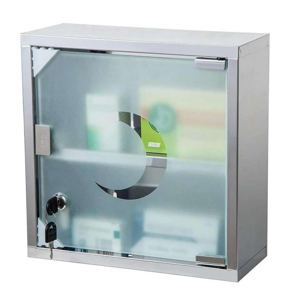 Stainless Steel Medicine Cabinet with Lock and Magnetic Door
