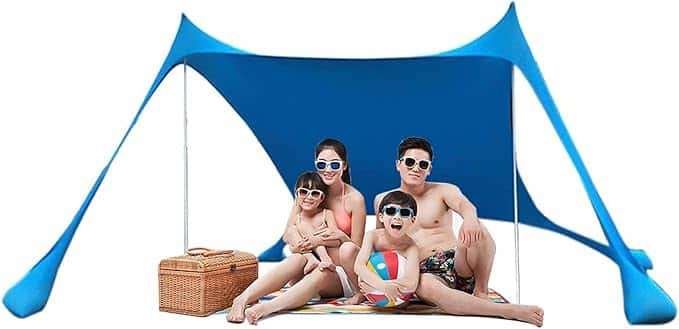 5 Pointed Aluminum Pop Up Beach Tent with Sand Anchor